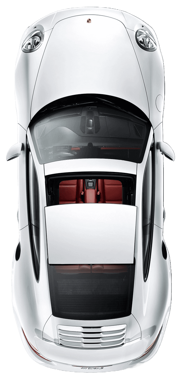 White car top view